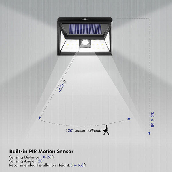 Wide Angle Solar-Powered Outdoor Motion Sensor Security Light